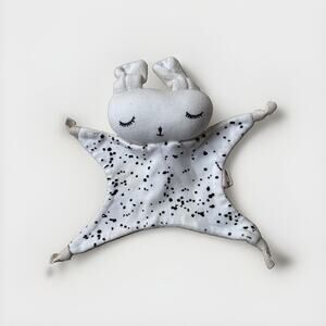WEE GALLERY Cuddle Bunny Bow Tie Lovie Stuffed Animal White Black Tan Minimalist